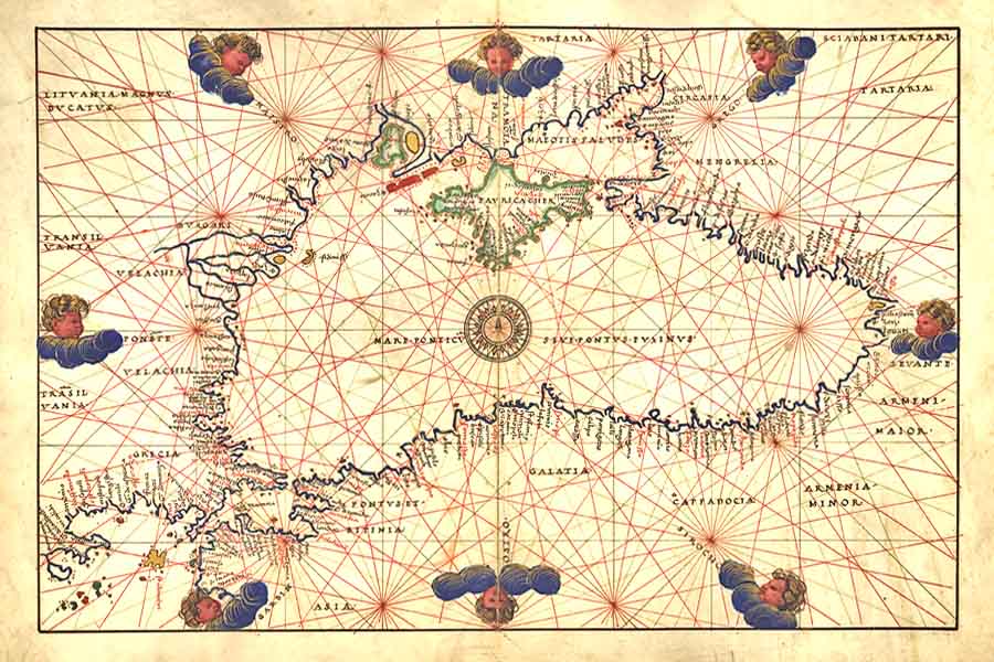 1544 Battista Agnese Map Of The Black Sea 